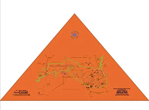 Tacticouture Grand Canyon National Park Map Survival Bandana - Ultra-Light Emergency Navigation Scarf - Lightweight Signal Blaze Orange Lightweight Hiking Camping