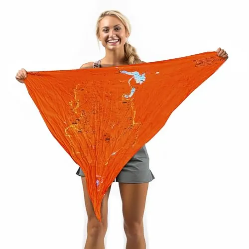 Tacticouture Great Smoky Mountains National Park Map Survival Bandana - Emergency Navigation Scarf - Waterproof Signal Blaze Orange Lightweight Hiking Camping Hunting Kit