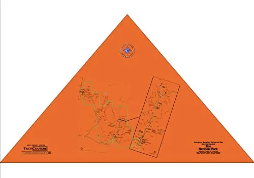 Tacticouture Zion National Park Map Survival Bandana - Ultralight Emergency Navigation Scarf - Lightweight Signal Blaze Orange Hiking Camping