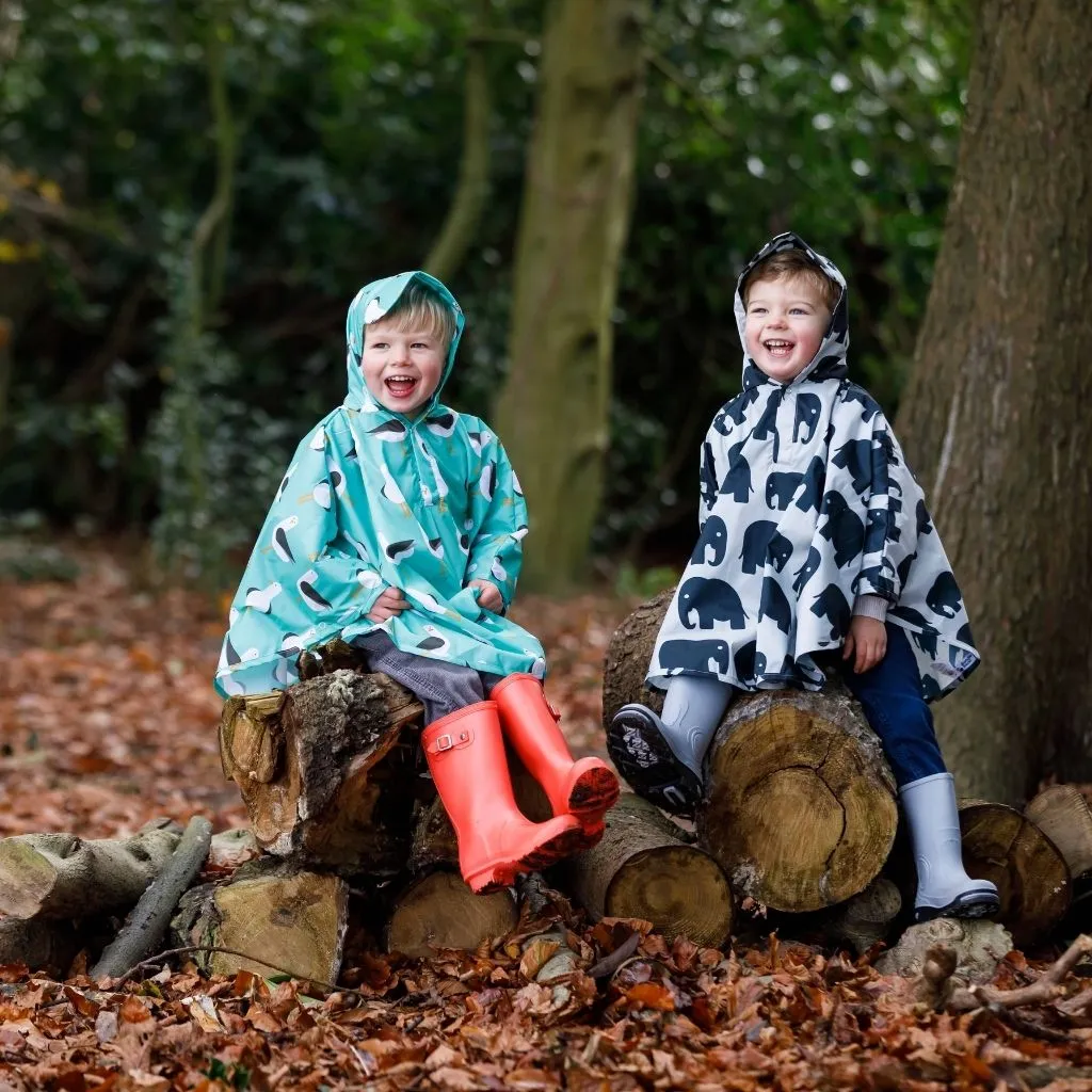 Toddler Ponchos - TEAL SEAGULLS