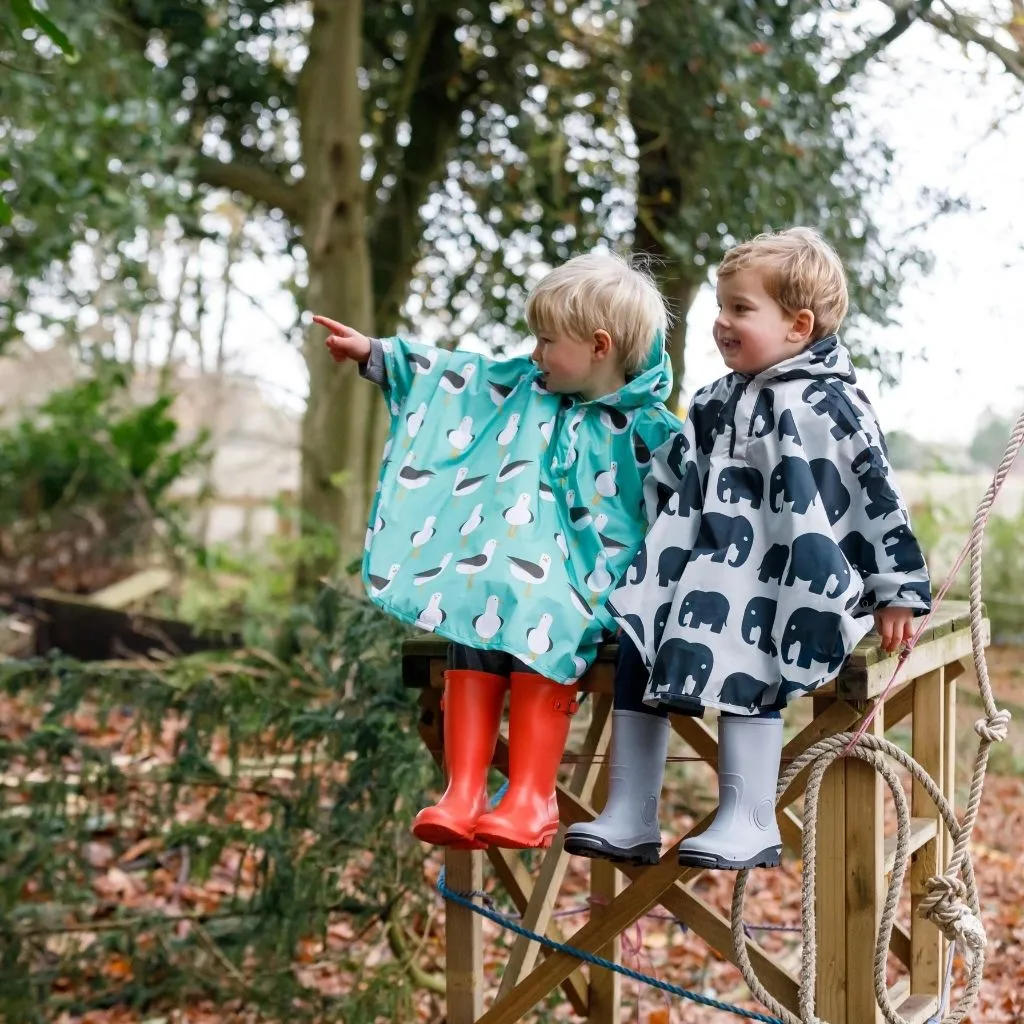 Toddler Ponchos - TEAL SEAGULLS