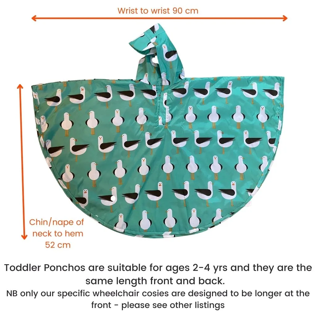 Toddler Ponchos - TEAL SEAGULLS