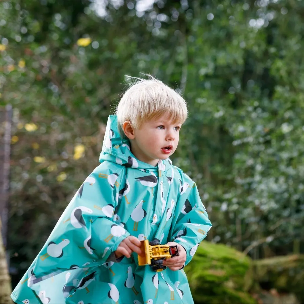 Toddler Ponchos - TEAL SEAGULLS