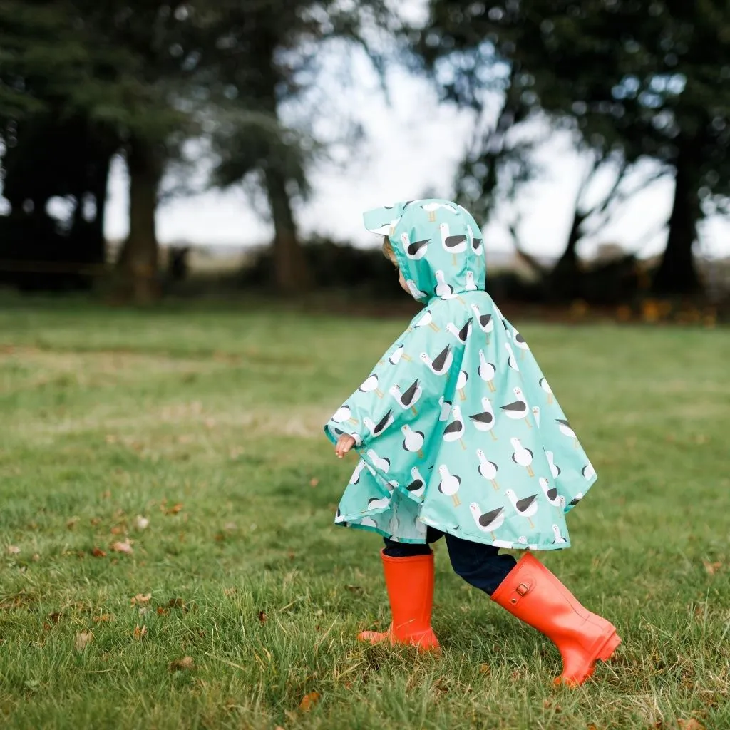 Toddler Ponchos - TEAL SEAGULLS