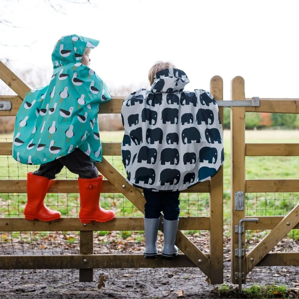 Toddler Ponchos - TEAL SEAGULLS