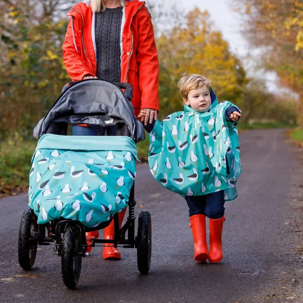 Toddler Ponchos - TEAL SEAGULLS