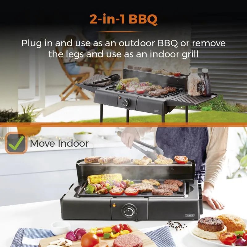 Tower T14049BMR Standing Electric BBQ Grill Black