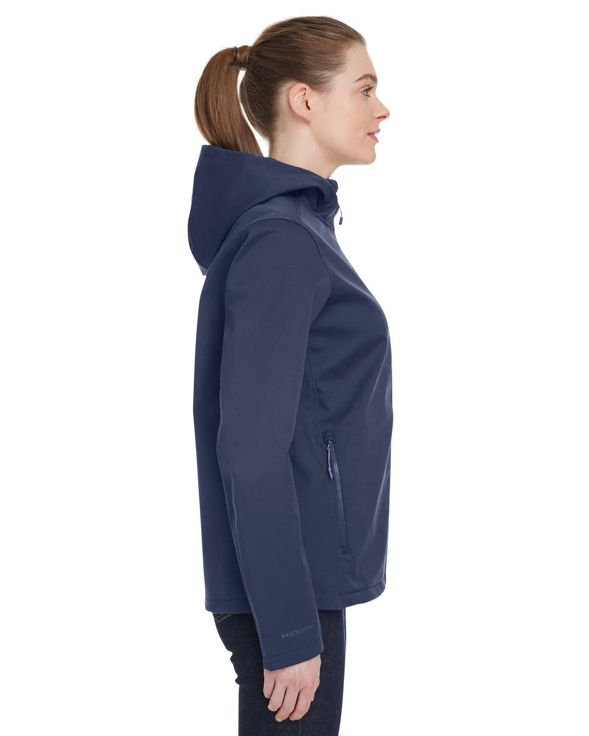 Under Armour Ladies ColdGear Infrared Shield 2.0 Custom Hooded Jackets, Medium Navy