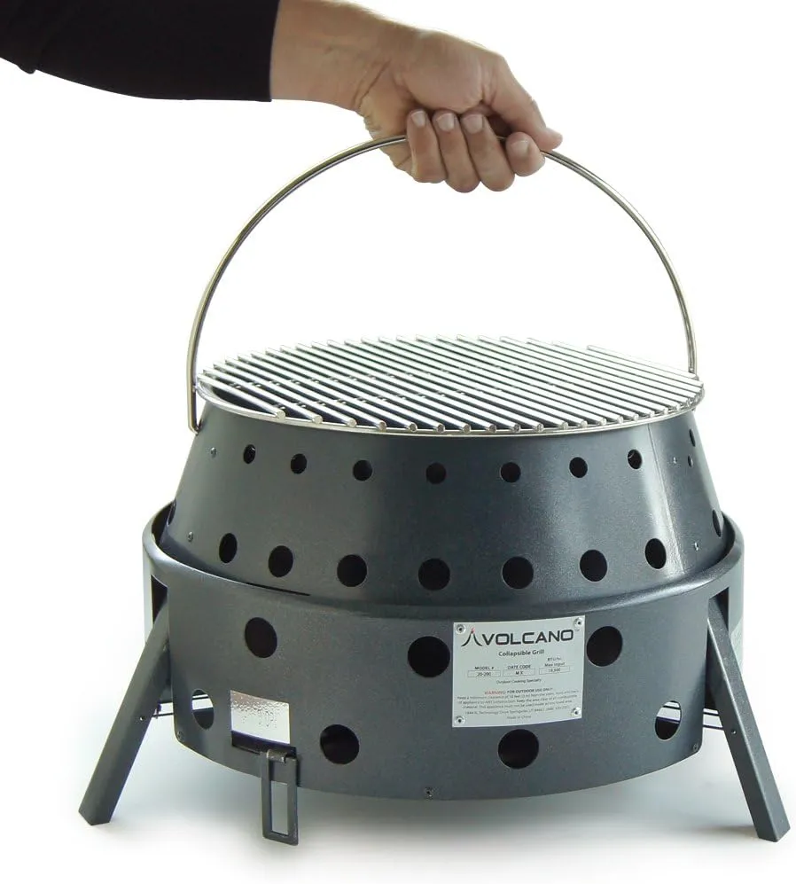 Volcano Grills 3-Fuel Portable Camping Stove/Fire Pit, Charcoal, Collapses Down to 5 inches; for Convenient Portability and Storage (VL-20-300)