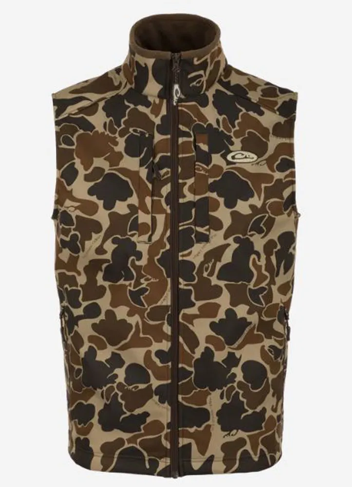 Windproof Softshell Vest in Old School Camo by Drake