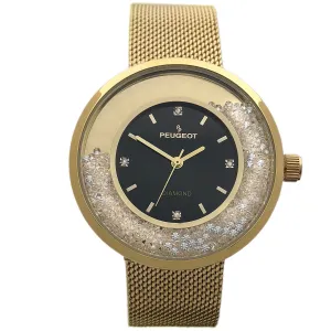 Women's Gold Watch 32mm Floating CZ with Diamond Dial Mesh