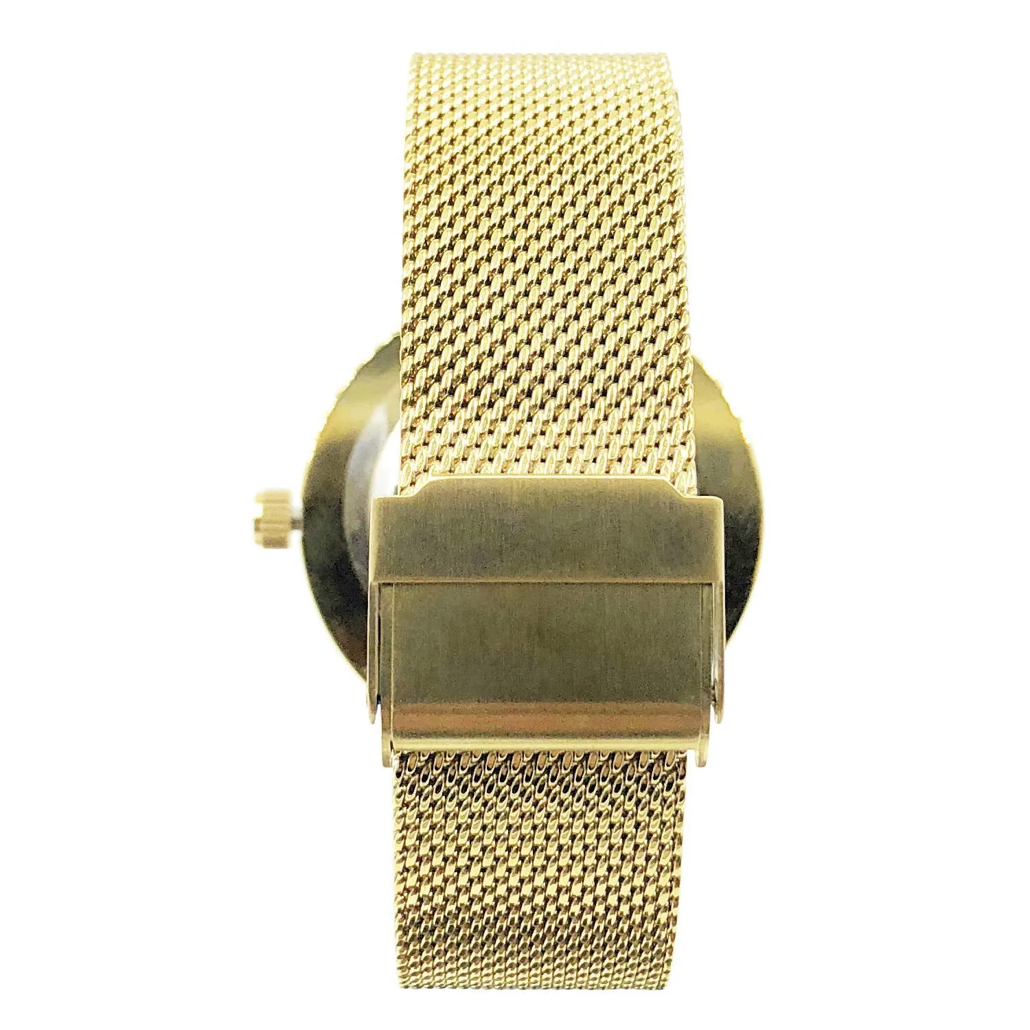 Women's Gold Watch 32mm Floating CZ with Diamond Dial Mesh