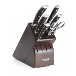 Wusthof Ikon Blackwood 7-piece Knife Block Set - Walnut Block